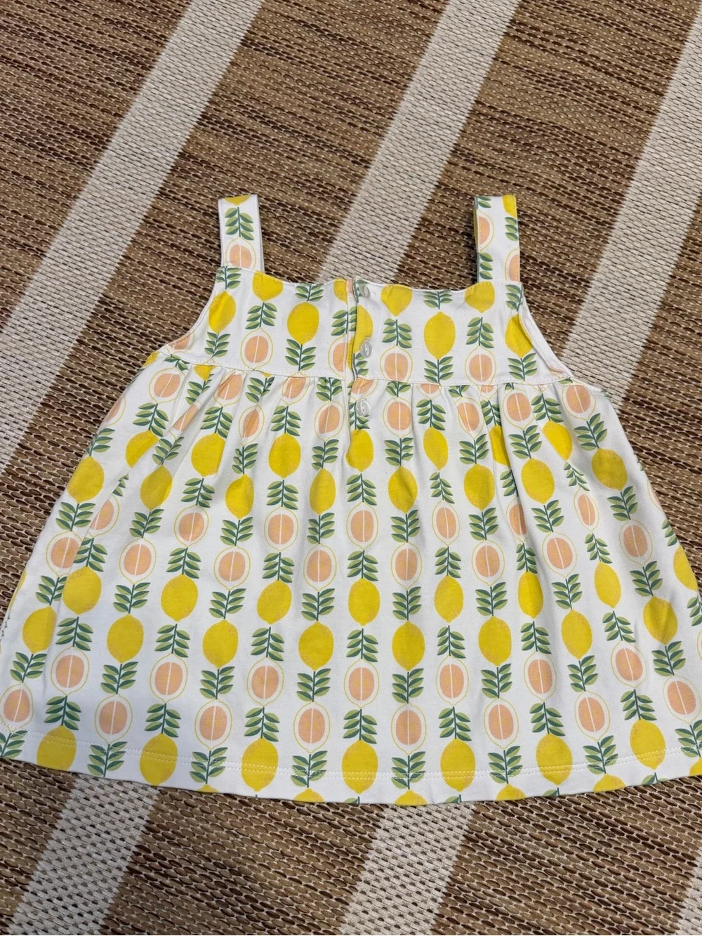 Girls Citrus Print Tank with Green Polka Dot Shorts